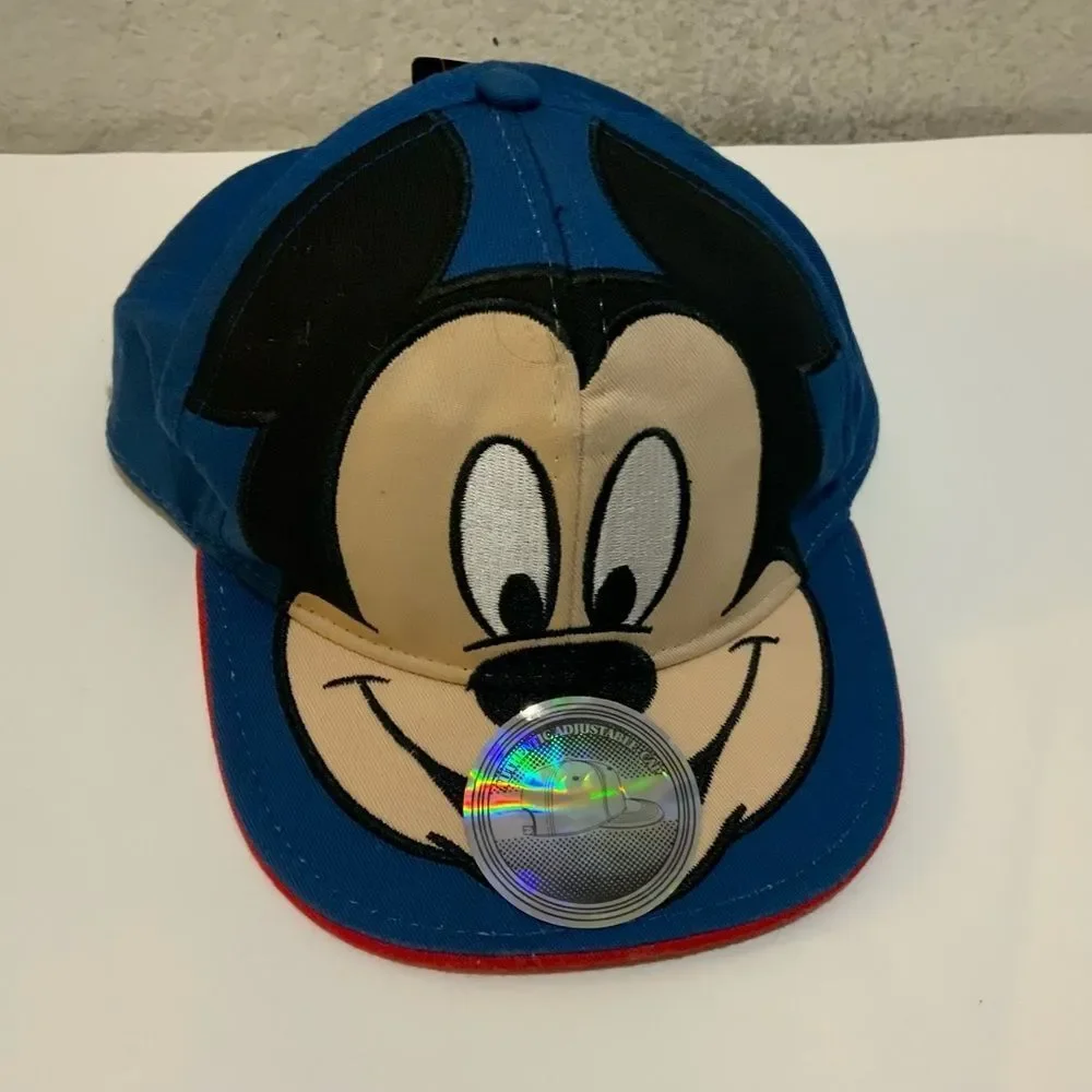 NWT Disney Boy's Strapback Hat Blue Adjustable Embroidered Mickey Mouse Logo